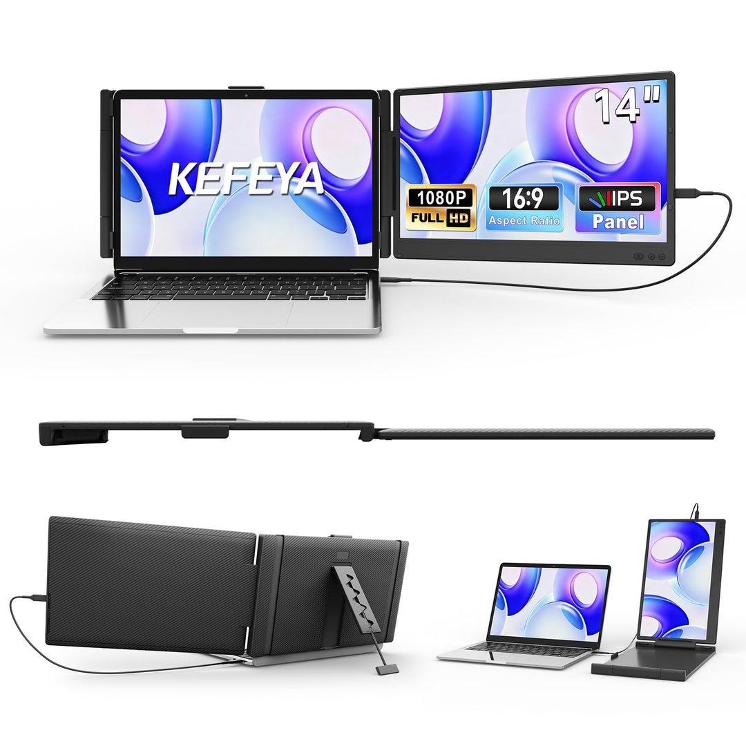 KEFEYA Laptop Bildschirm Erweiterung für Alle Laptops 120% sRGB FHD Duble-14"