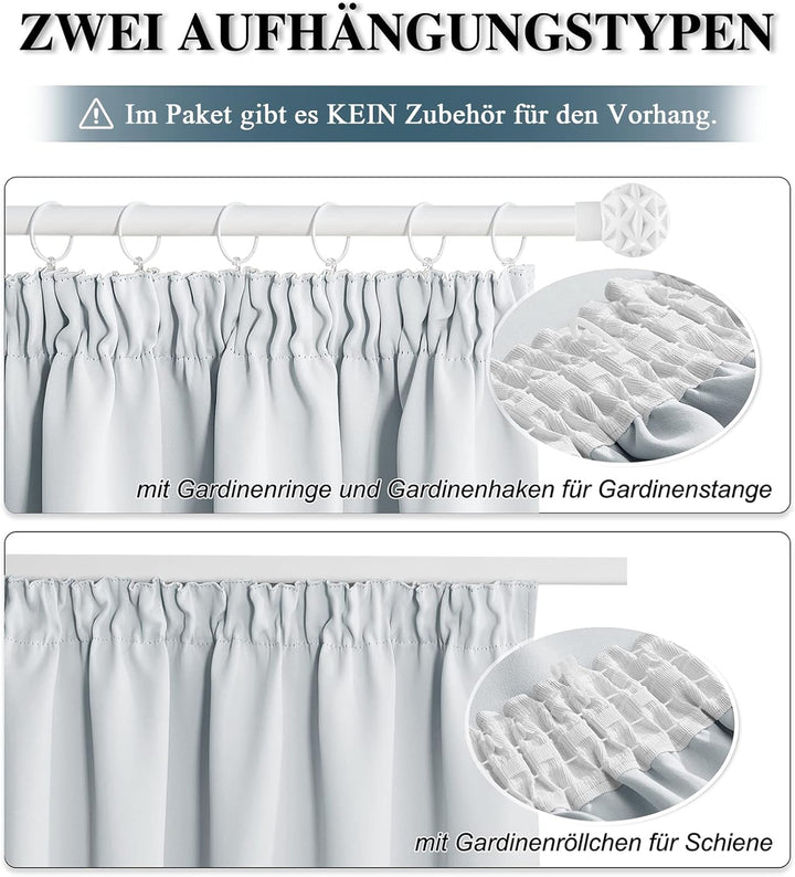 PONY DANCE Raumteiler Vorhang mit Kräuselband für Schiene Wohnzimmer Gardinen Weiss Blickdicht 1er-S