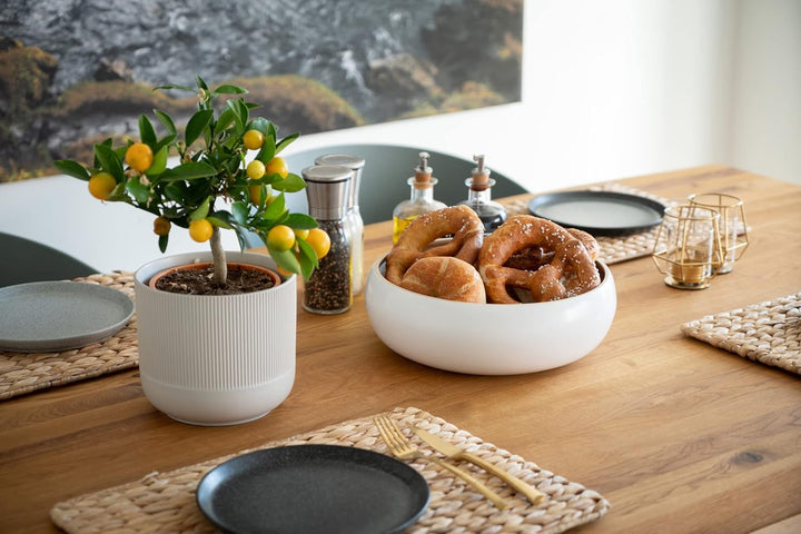 Decorasian Bambusschale gross und rund – Chips Schale bzw. Bowl - Obstschale Bambus hochwertig seide