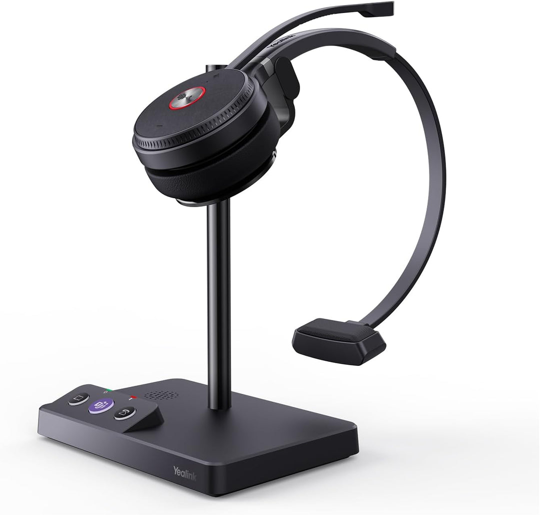 Yealink WH62 Schnurloses DECT-Headset Teams Zertifiziert, EIN-Ohr-Büro-Headset für Tischtelefon und
