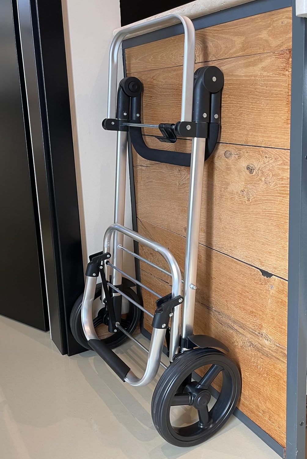 Faltbarer Aluminium Einkaufstrolley 57L (48L + 9L Kühlfach) Schwarz, 30kg Traglast, 35x45x98cm, Eva