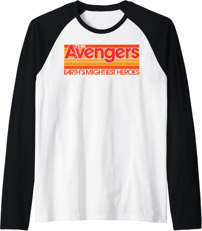 Marvel The Avengers Retro Striped Text Logo Raglan