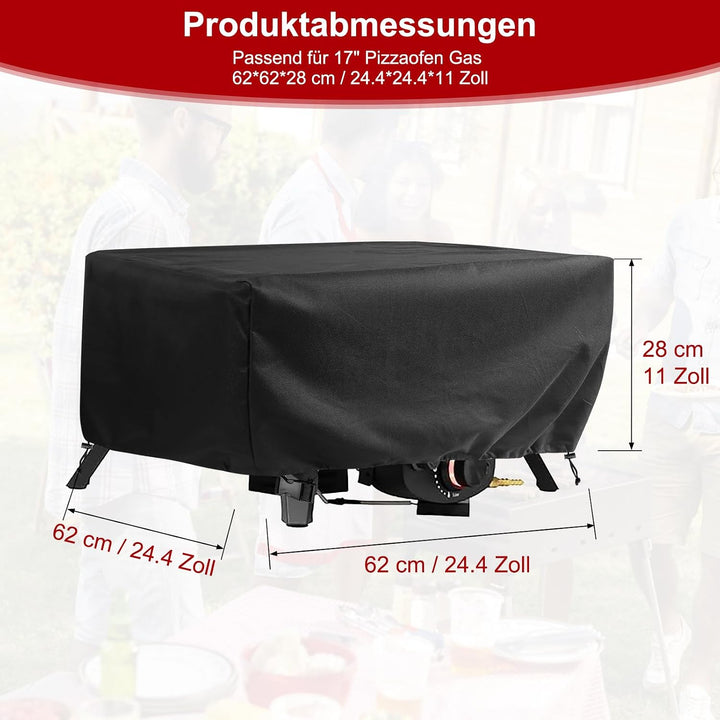 Pizzaofen Abdeckung für Cozze 90437 17" Gas Pizza Ofen 62x62x28cm | 600D Oxford Tuch Abdeckung wasse