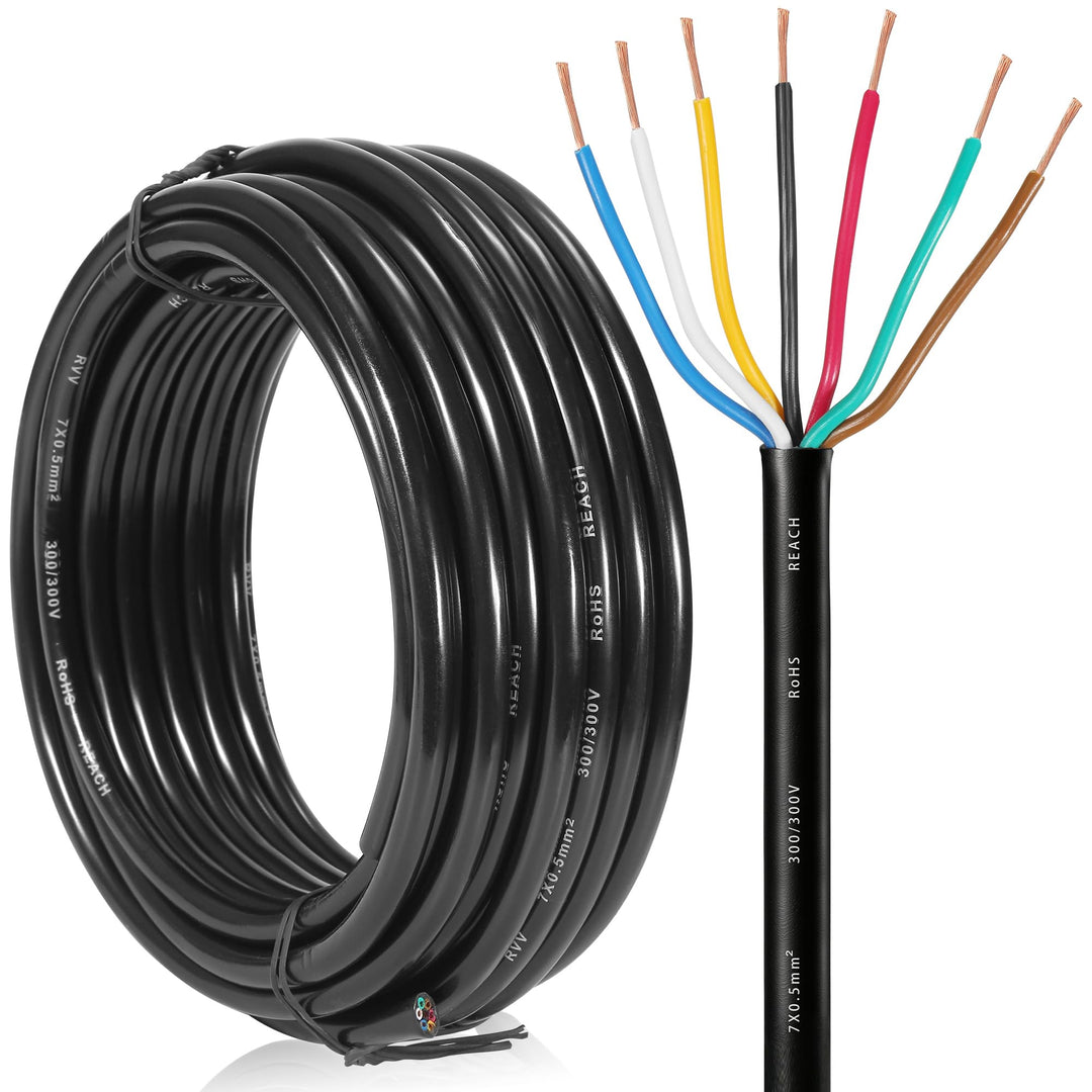 7 Adriges Anhängerkabel KFZ Kabel 10M, Fahrzeugkabel 7 adrig für Anhänger Beleuchtung Rücklichter, 7