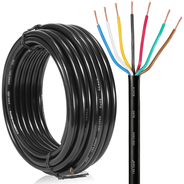 7 Adriges Anhängerkabel KFZ Kabel 10M, Fahrzeugkabel 7 adrig für Anhänger Beleuchtung Rücklichter, 7