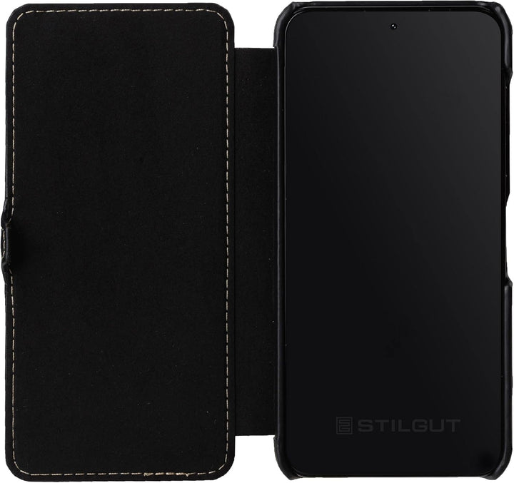 STILGUT Book Case kompatibel mit Samsung Galaxy S23 Plus Hülle aus Leder mit Clip-Verschluss, Lederh