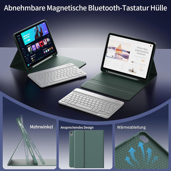 Hülle mit Tastatur für iPad A16 2025 / iPad 11./10. Generation 2022 10,9 Zoll, Magnetisch Bluetooth-
