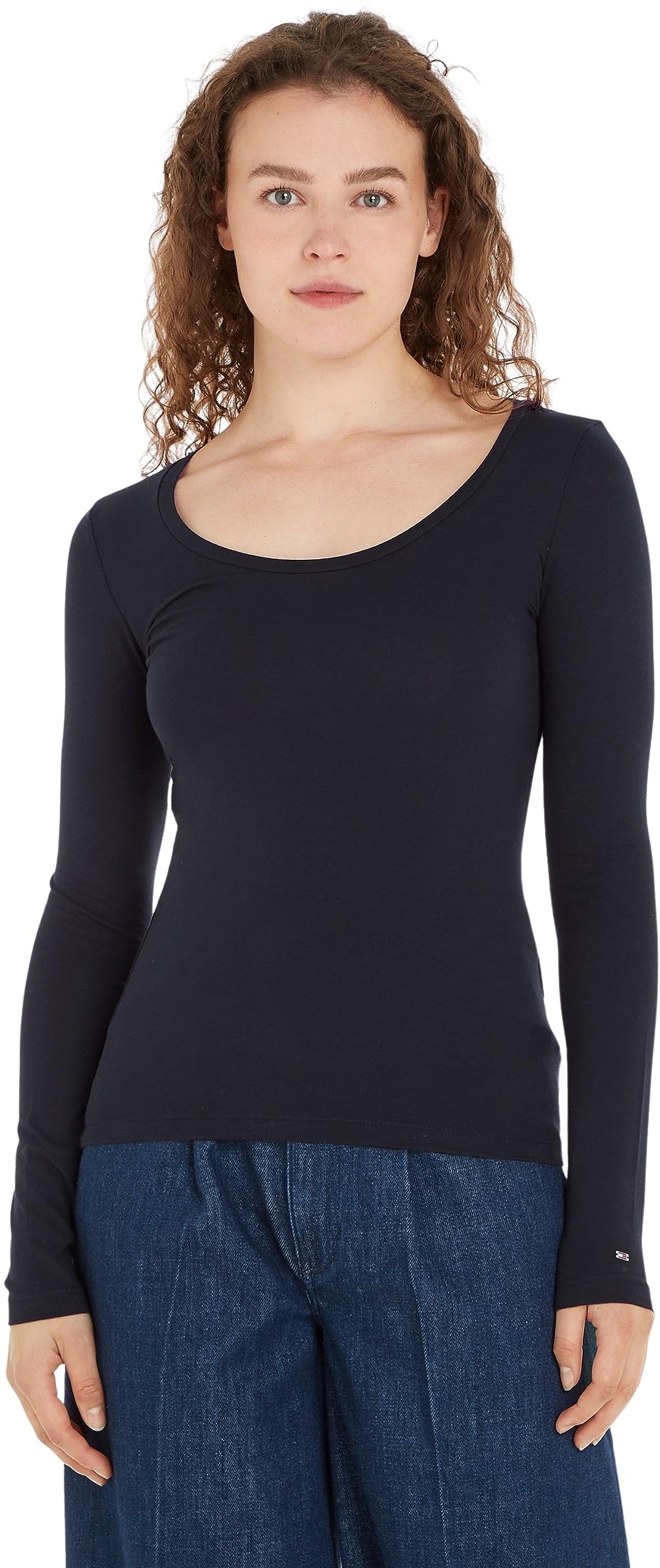 Tommy Hilfiger Damen Langarm Strickoberteile L Blau (Desert Sky), L Blau (Desert Sky)
