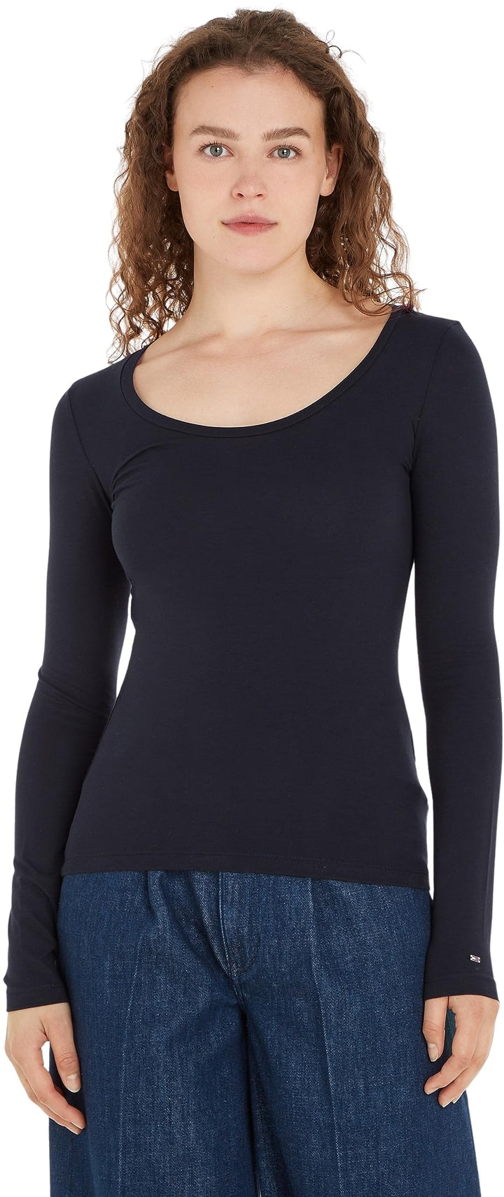Tommy Hilfiger Damen Langarm Strickoberteile L Blau (Desert Sky), L Blau (Desert Sky)