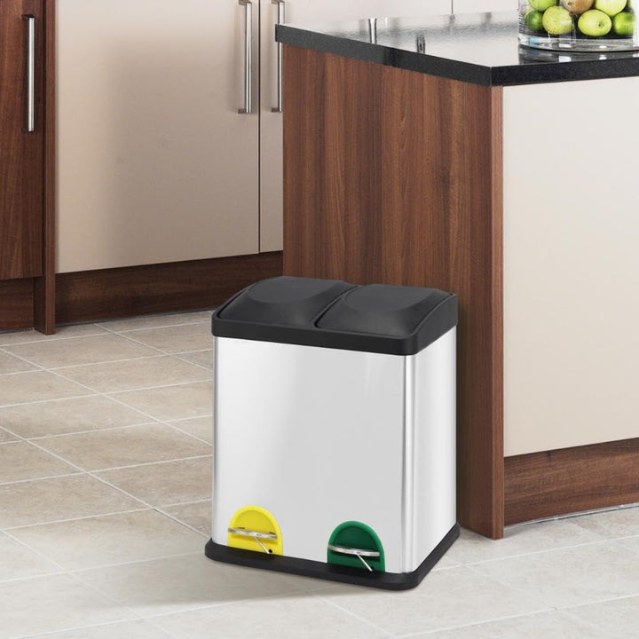 MSV Mülleimer Mülltrennsystem 40 L (2x20 Liter) mit Inneneimer grosse Abfallbehälter Abfalleimer Tre