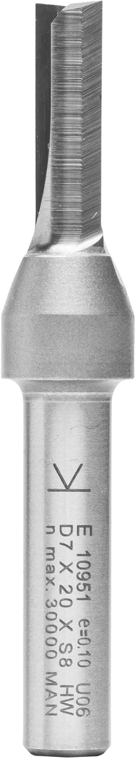 ENT 10951 Nutfräser VHW, Schaft (S) 8 mm, Durchmesser (D) 7 mm, NL 20 mm, SL 32 mm, GL 66 mm, mit Vo