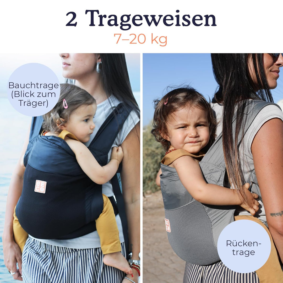 Beco Fly Ultralite Babytrage & Kindertrage – Kompakt, Faltbar & Leicht – Inkl. Transporttasche, Bauc