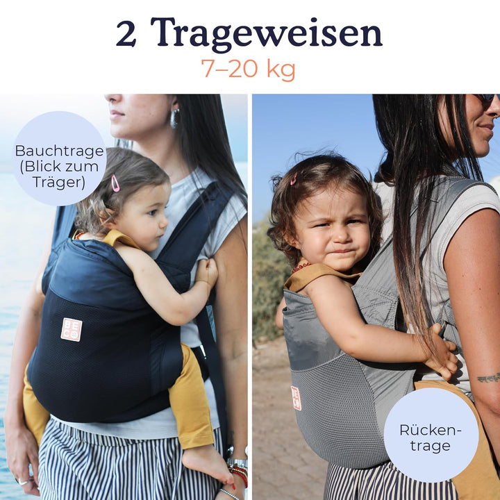 Beco Fly Ultralite Babytrage & Kindertrage – Kompakt, Faltbar & Leicht – Inkl. Transporttasche, Bauc