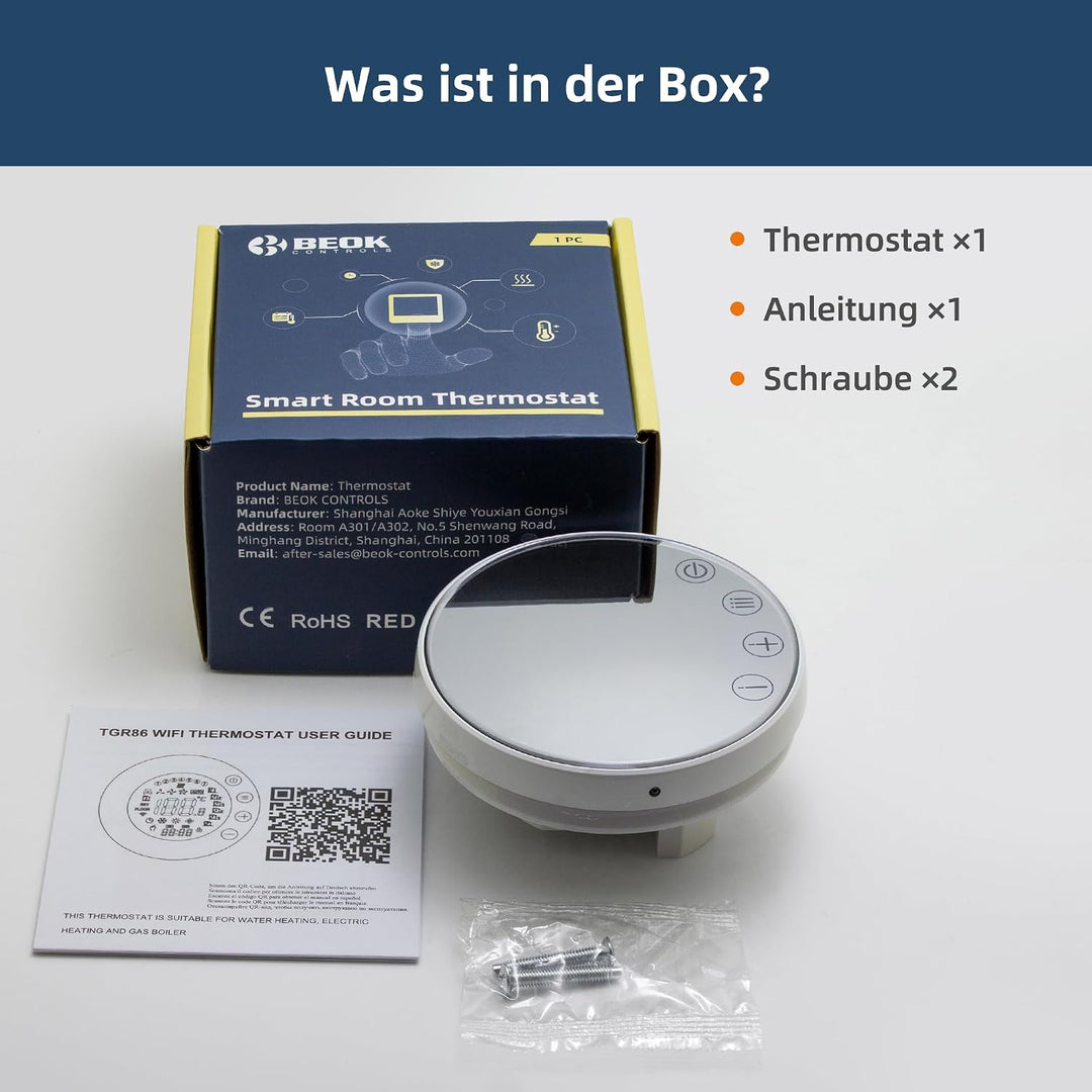 Beok Smart fussbodenheizung Thermostat, Programmierbare WiFi Thermostate für die Warmwasserbereitung