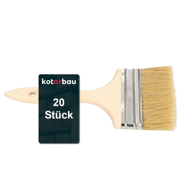 KOTARBAU® 20er Set Farbpinsel Mit Holzgriff Alle 102 mm Flachpinsel Beizen Lasur Farben Malerpinsel