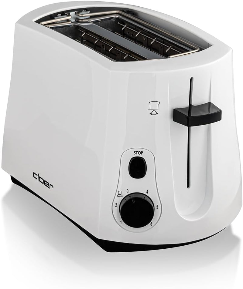 Cloer 331 Cool-Wall-Toaster, 825 W, für 2 Toastscheiben, integrierter Brötchenaufsatz, Krümelschubla