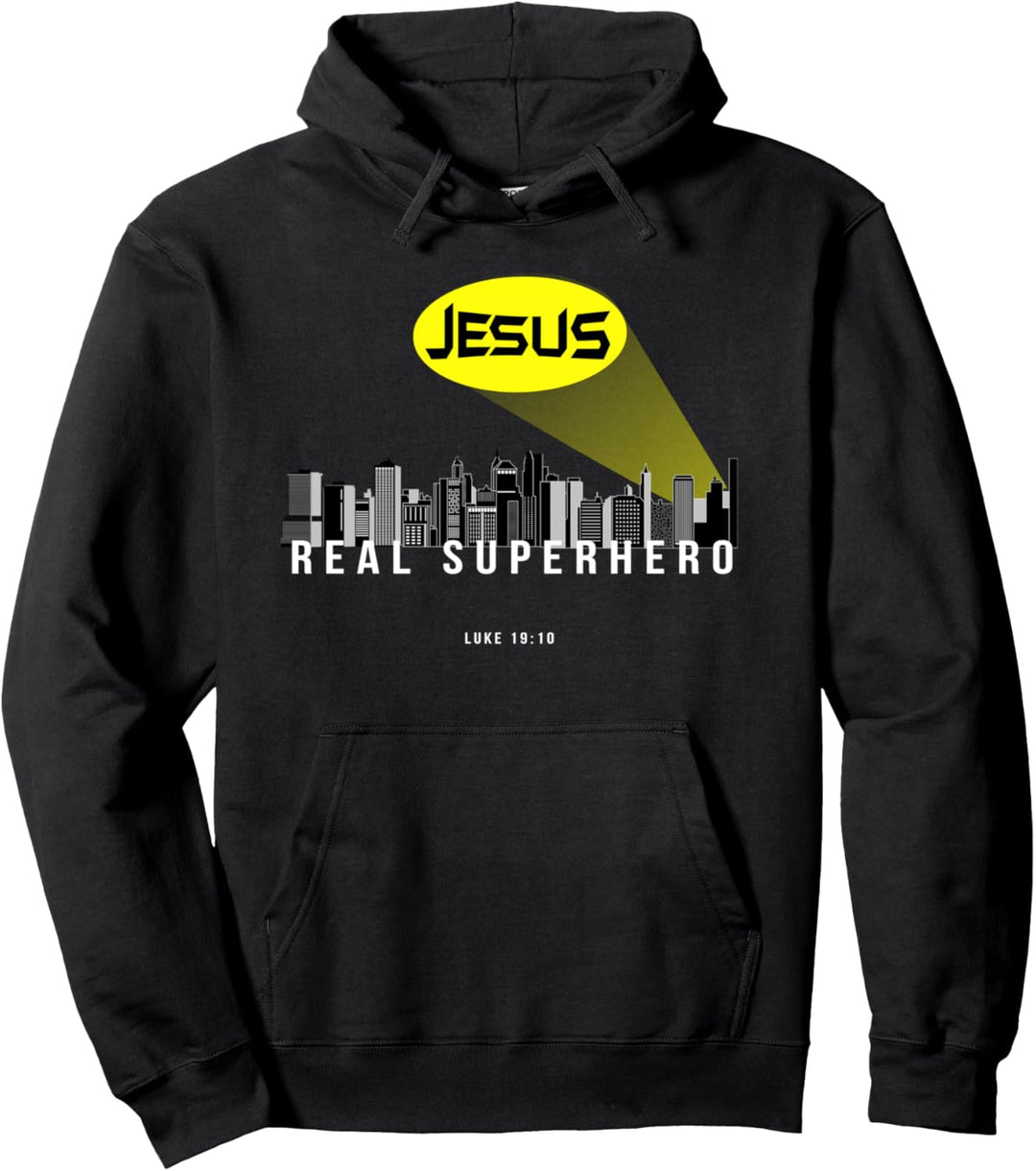 Funny Christian gifts bible verse Jesus Real Superhero Pullover Hoodie