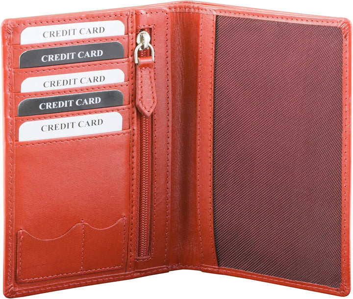 Koruma RFID/NFC Blocker echtes Leder Reisebrieftasche Reisepasshülle und Bankkarten Schutz (ROT), Ro