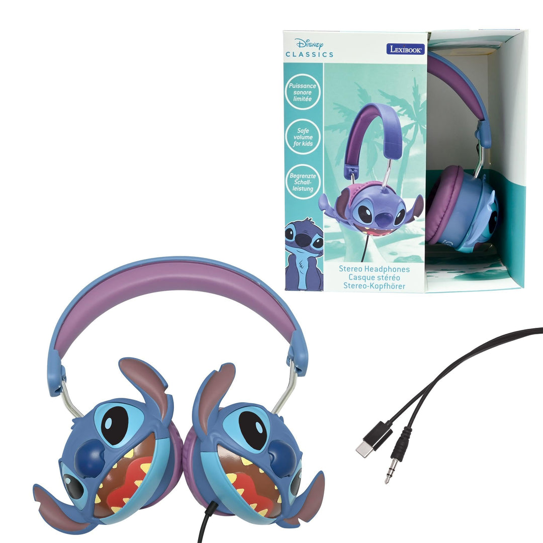 Lexibook, Disney Stitch, Stitch 3D kabelgebundene Stereo-Kopfhörer, Faltbar, Begrenzte Lautstärke, H