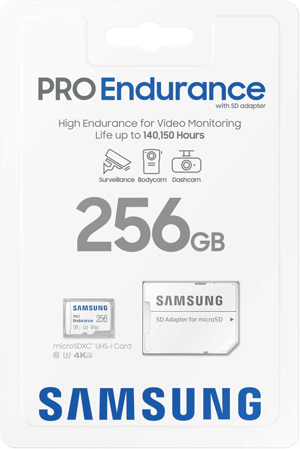 Samsung PRO Endurance microSD Speicherkarte (MB-MJ256KA/EU) 256 GB, UHS-I U3, Full HD & 4K UHD, 100