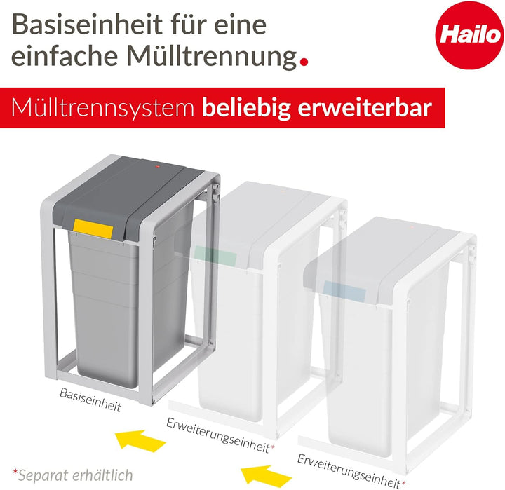 Hailo ProfiLine Öko XL Mülltrennsystem (Basiseinheit, 38 Liter, robustes Gestell, aus Kunststoff, he