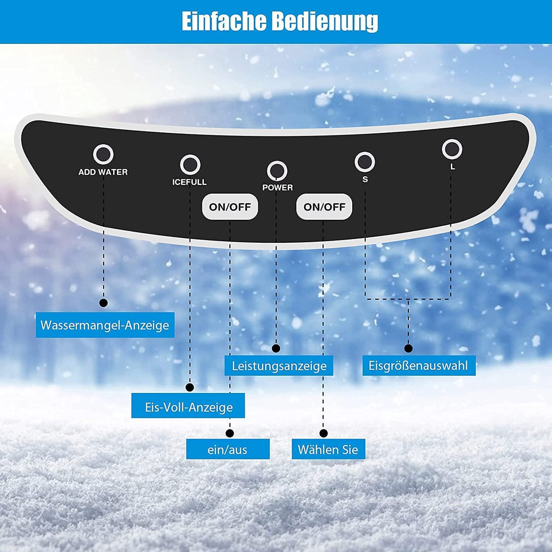 GOPLUS Eiswürfelmaschine, 12kg in 24 Std. Eiswürfelbereiter mit 2 Eiswürfel-Grössen & 2,2 Liter Wass