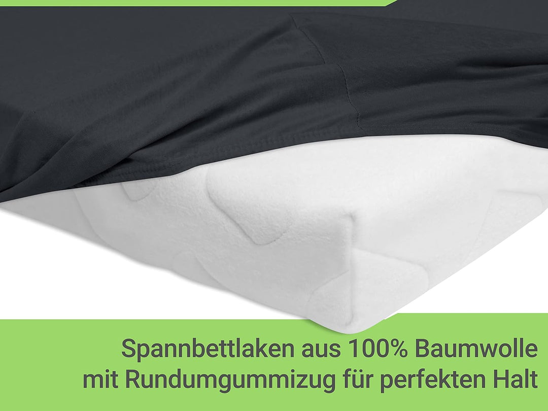 2er-Pack Spannbettlaken für Laufgitter und Krabbeldecke 1493.2123, 100 x 100 cm, anthrazit, Anthrazi