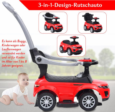 COIL Rutschauto mit Schiebestange 614 W - Rutschauto für Kinder - 3-in-1 Design - Bobby Car Zubehör