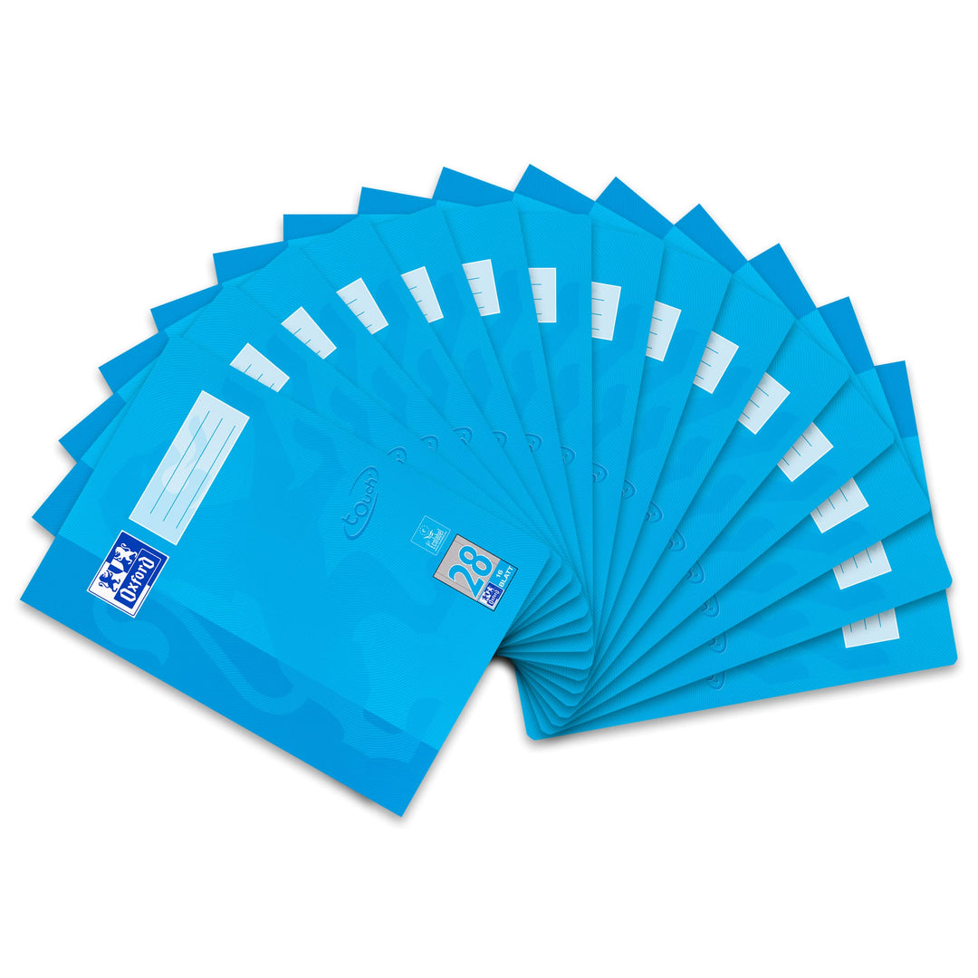 Oxford Schulheft A4 Touch, 16 Blatt, Lineatur 28, kariert, 15 Stück blau Lineatur 28 - kariert mit D