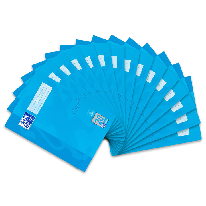 Oxford Schulheft A4 Touch, 16 Blatt, Lineatur 28, kariert, 15 Stück blau Lineatur 28 - kariert mit D