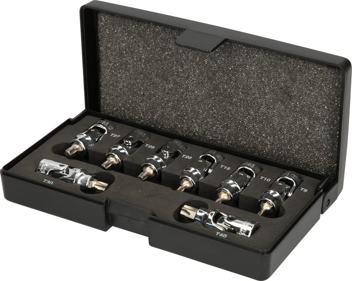 KS Tools 917.1490 1/4" CHROMEplus Bit-Stecknuss-Satz mit Gelenk TX, 8-tlg. T8-T40
