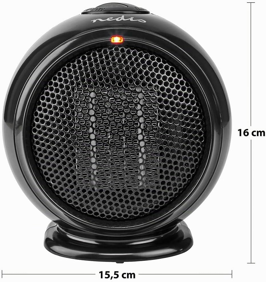 NEDIS HTFA15BK Keramik-PTC-Heizlüfter 500 W 1 Heizmodus Verstellbares Thermostat Überhitzungsschutz
