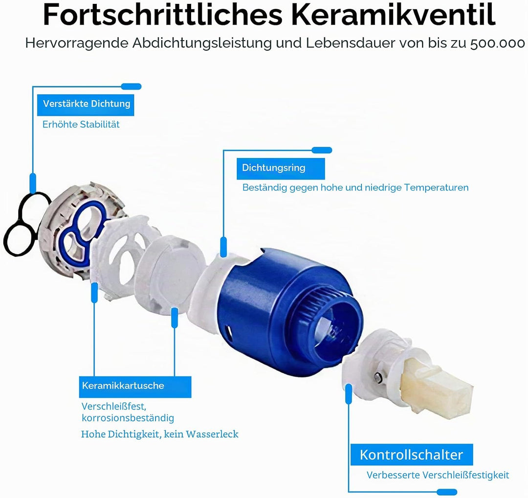 GAVAER Waschbeckenarmatur, modernes Design, aus hochwertigem Metall, verstellbar, warm und kalt E-70