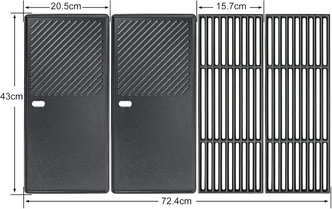 GFTIME 43 x 72,5cm Gusseisen Grillrost und Grillplatte für Charbroil Advantage 225s, Enders Boston 4