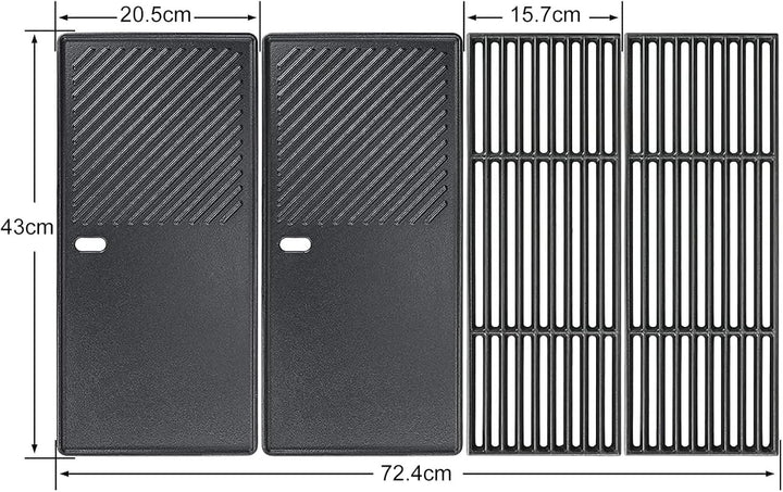 GFTIME 43 x 72,5cm Gusseisen Grillrost und Grillplatte für Charbroil Advantage 225s, Enders Boston 4