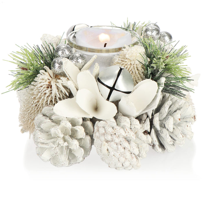 com-four® Teelichthalter - dekorativer Kerzenständer für Weihnachten und Herbst - Kerzenhalter mit n