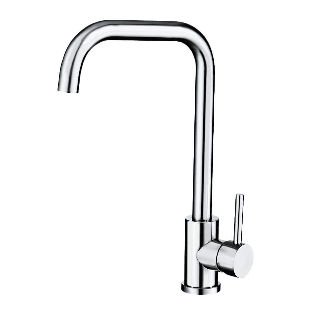 VALAZ Küchenarmaturen, Chrom, Hochdruck-Auslauf in C, Einhebelmischer, wassersparend, einfache und s