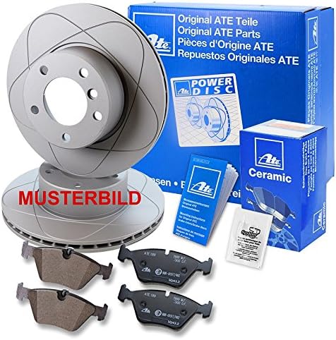 ATE Bremsenset Vorderachse inkl. PowerDisc Bremsscheiben Ø 256 mm belüftet und Ceramic Bremsbeläge v