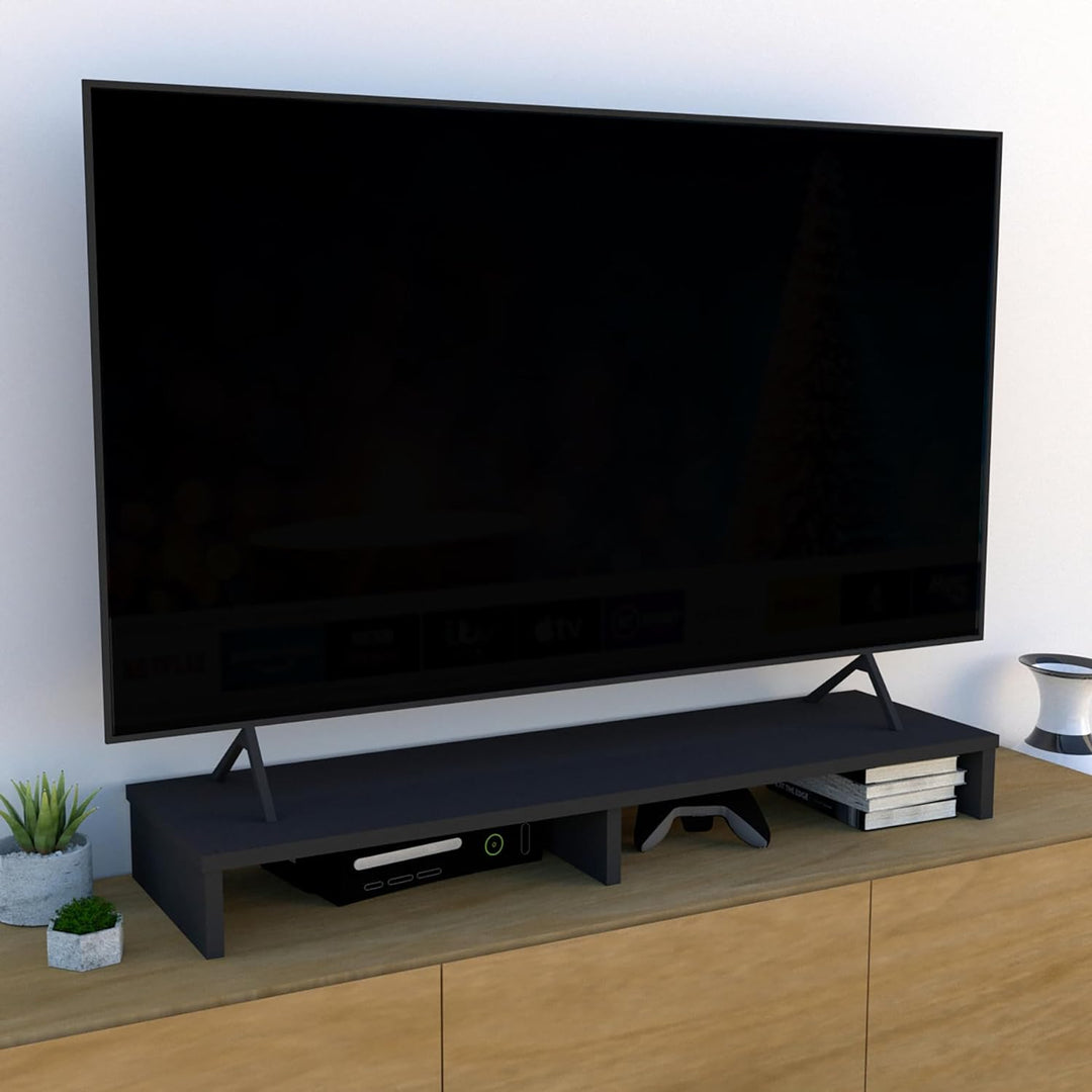Henor TV-Ständer aus FSC® Holz, TV-Bildschirmerhöhung, 115 x 35 x 12 cm, Tragkraft 90 kg, Graphit 11