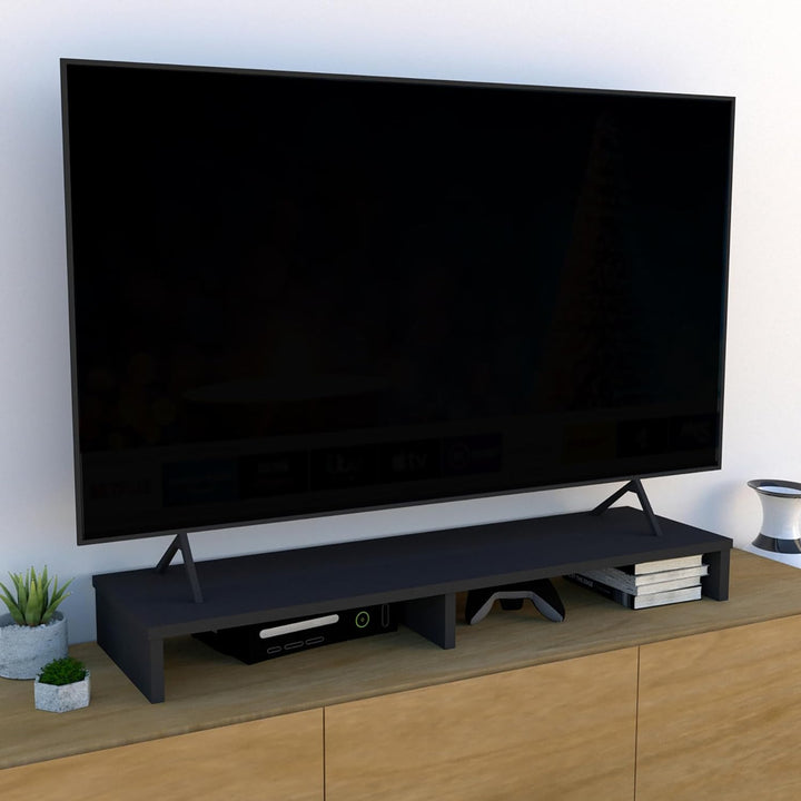Henor TV-Ständer aus FSC® Holz, TV-Bildschirmerhöhung, 115 x 35 x 12 cm, Tragkraft 90 kg, Graphit 11