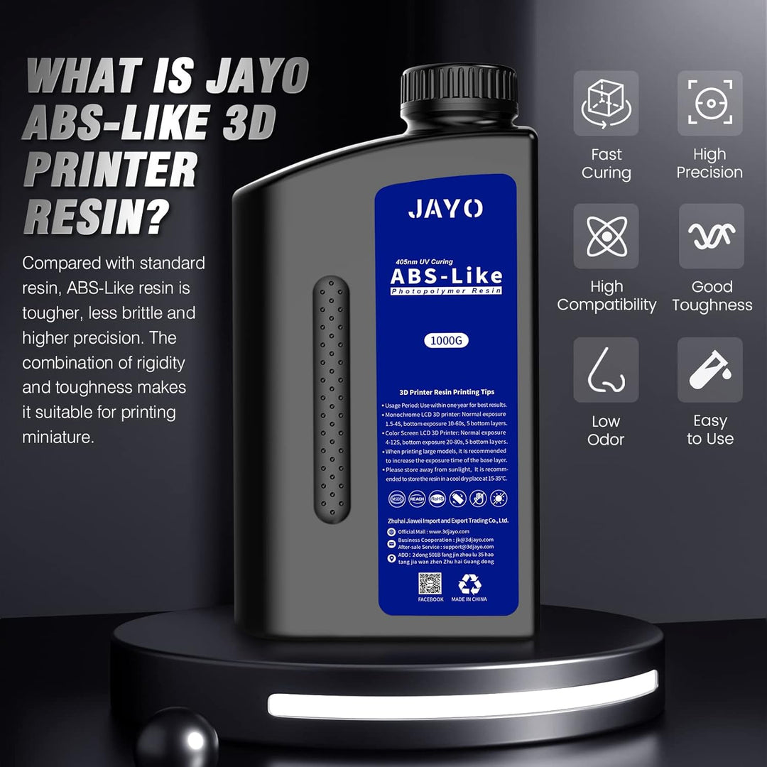 JAYO 3D Drucker Resin 1KG, ABS-Like Resin 405nm UV Standard Rapid Harz für 4K/6K/8K LCD/DLP/SLA 3D P