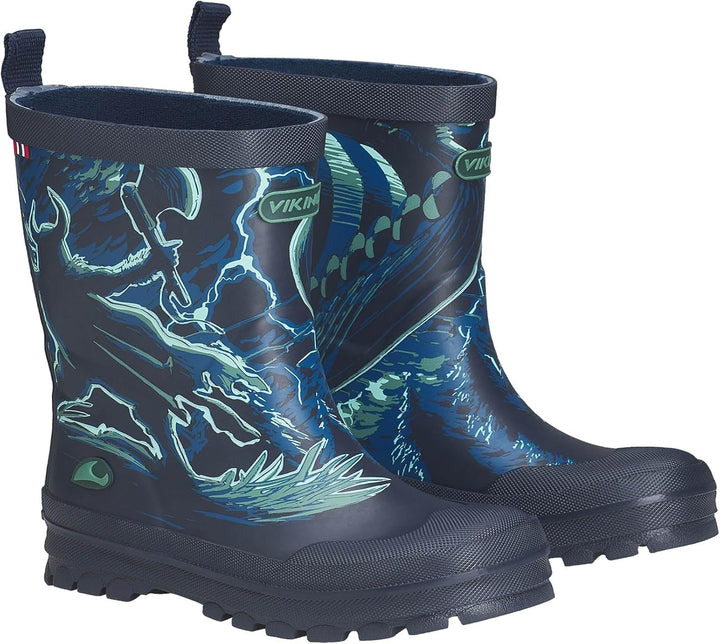 Viking Jolly Print Gummistiefel Unisex Kinder 21 EU Navy Bluegreen, 21 EU Navy Bluegreen