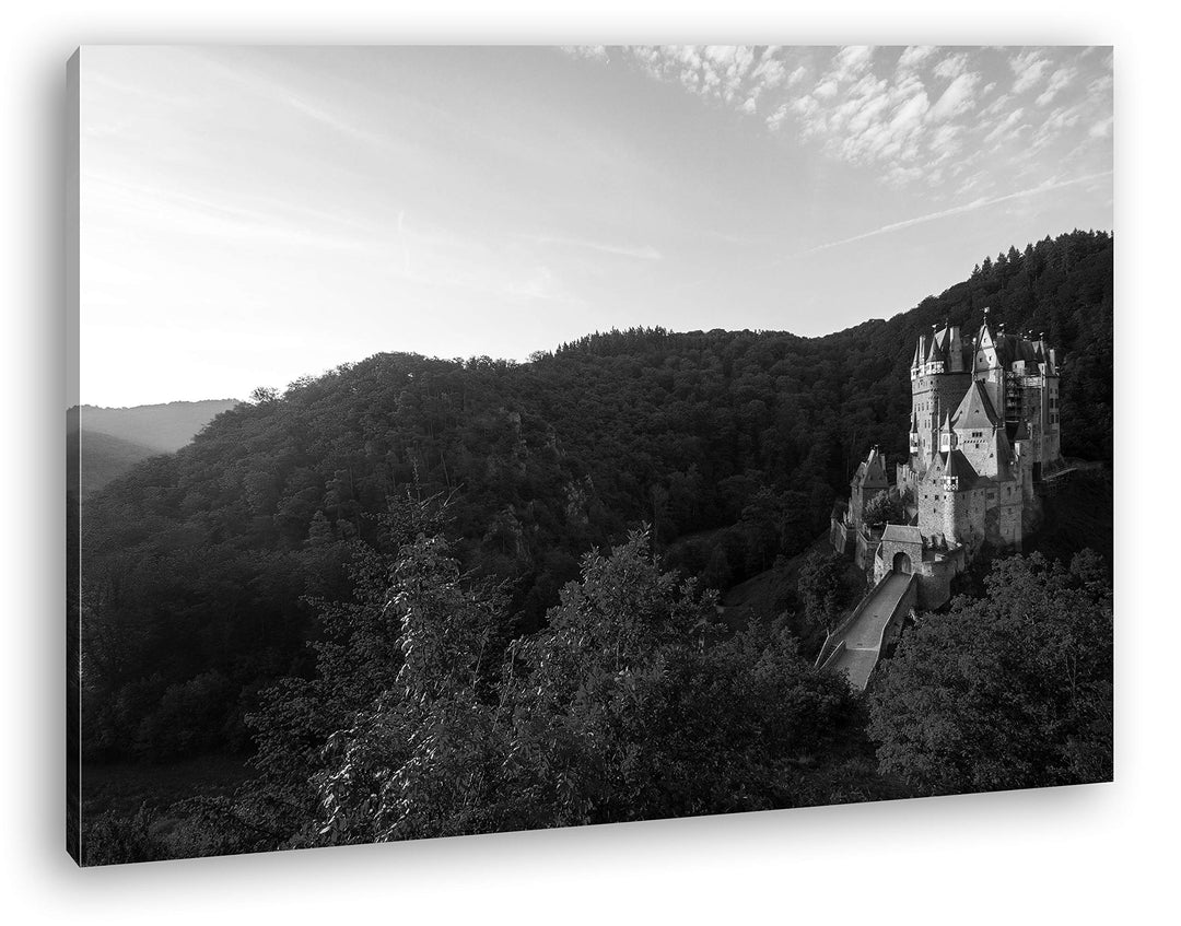 deyoli Burg Eltz in der Herbstzeit Format: 80x60 Effekt: Schwarz&amp;Weiss als Leinwand, Motiv fertig ge