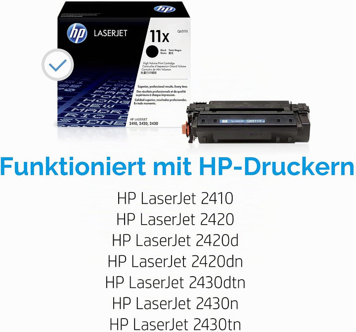 HP 11X (Q6511X) Schwarzer Originaltoner mit hoher Reichweite für HP Laserjet 2420, HP Laserjet 2430