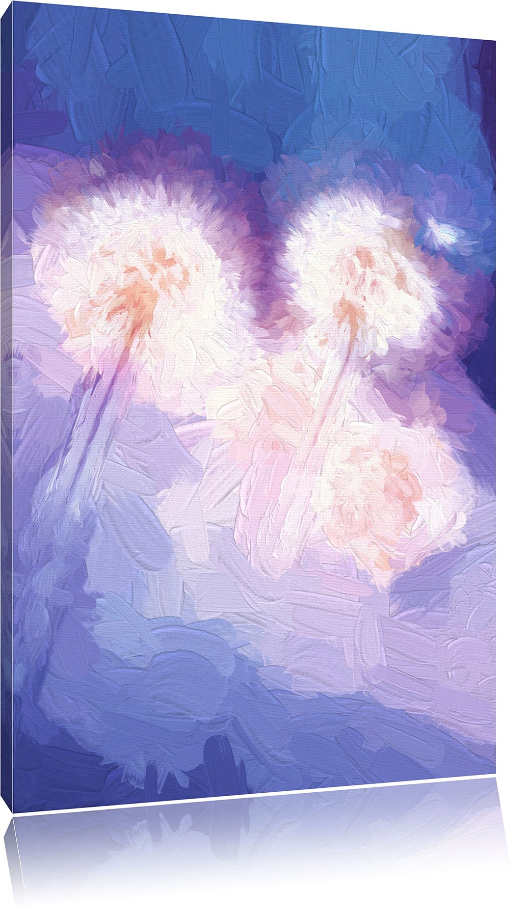 Pixxprint Pusteblumen im morgendlichen Wind Kunst Pinsel Effekt, Format: 100x70 auf Leinwand, XXL ri