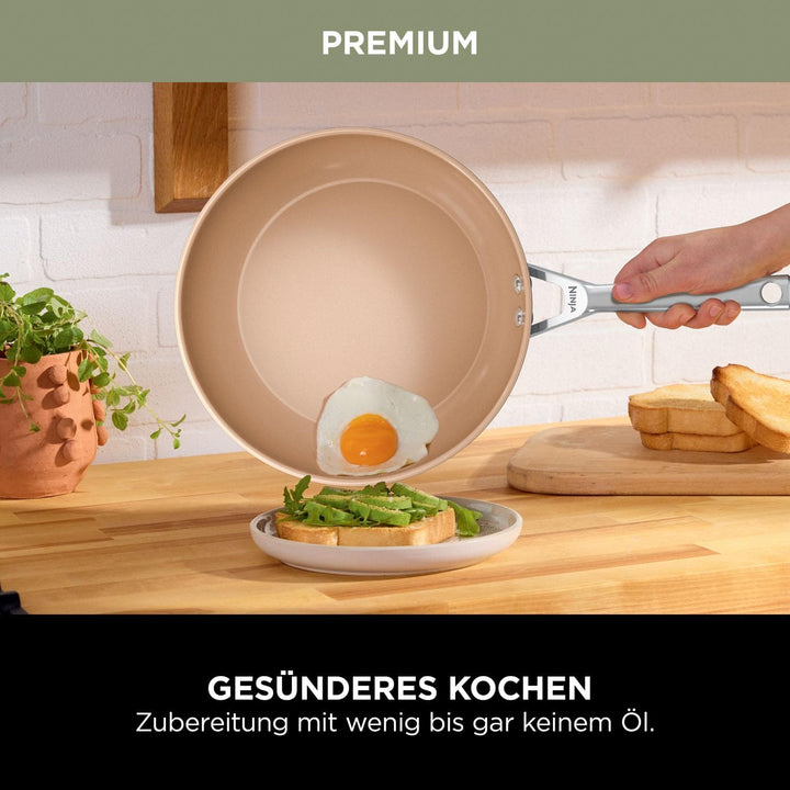 Ninja Extended Life Keramic Kochset 5-teilig (20 & 24 cm Sauteuse + 16, 18 & 20 cm Töpfe & Deckel),