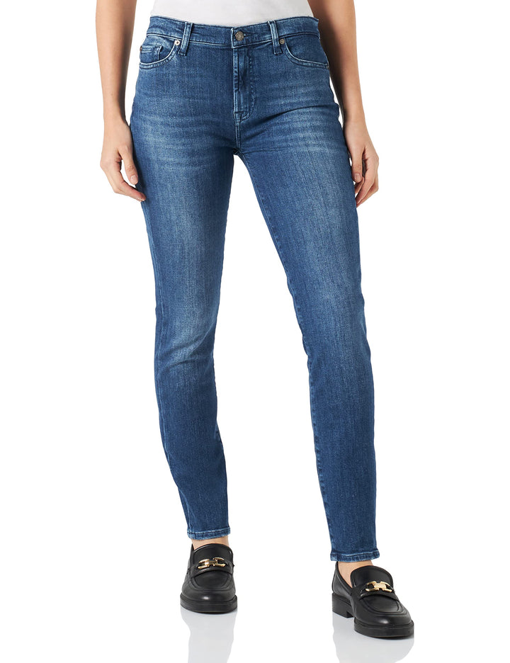 7 For All Mankind Damen Hw Skinny Slim Illusion Jeans 24 Mid Blue, 24 Mid Blue