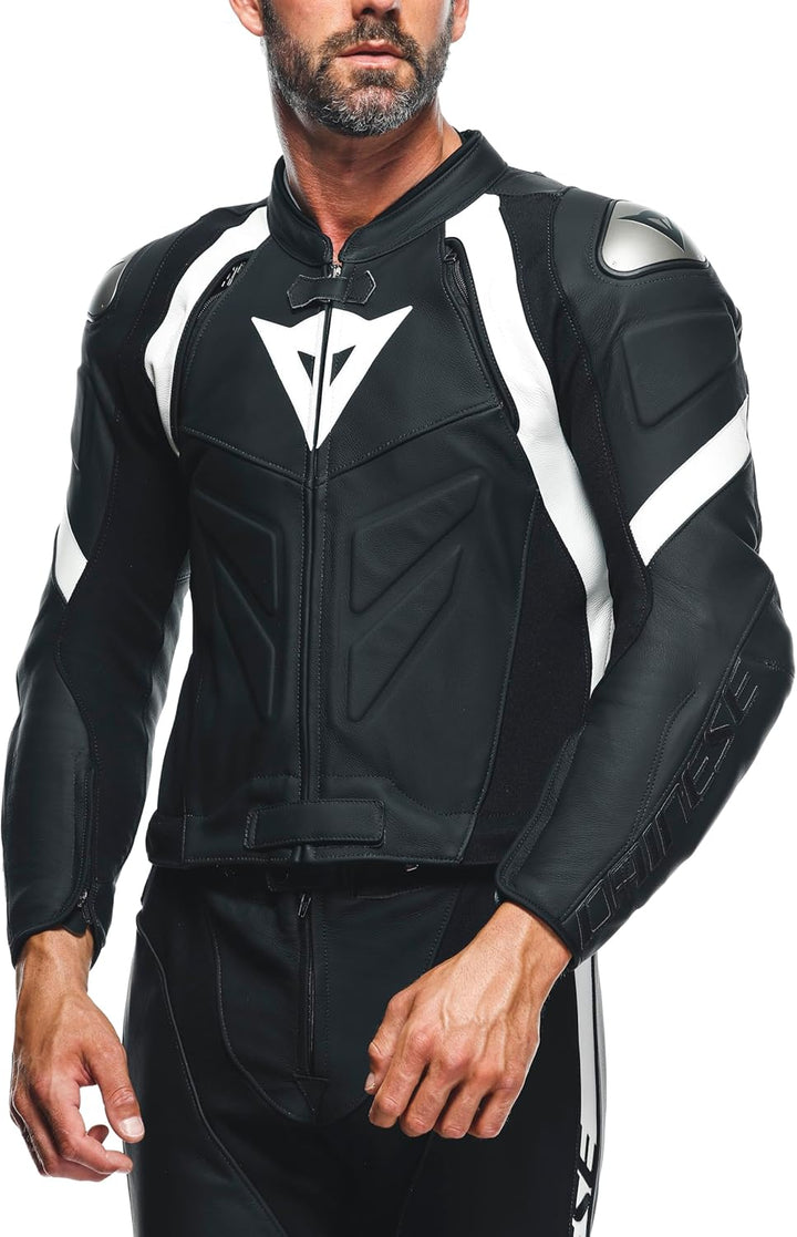Dainese Avro 4 2-Teiler Motorrad Lederkombi (Black/White,46) 46 BLACK-MATT/BLACK-MATT/WH, 46 BLACK-M