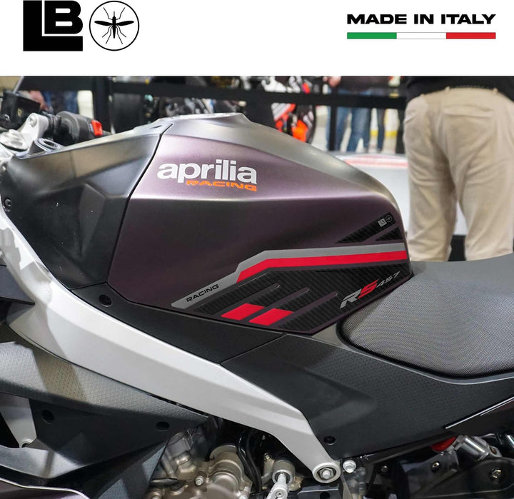LABELBIKE 3D Motorrad Tankaufkleber kompatibel mit Aprilia | RS 457 2024, Seitlicher Harzschutz, Kra