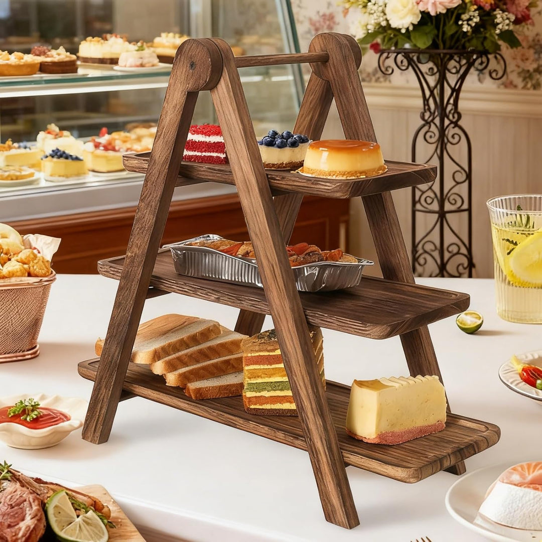 Etagere 3 Etagen Holz, Cupcake Ständer Holz, Dessertständer mit Hölzernes, Tortenständer 3 Etagen, H